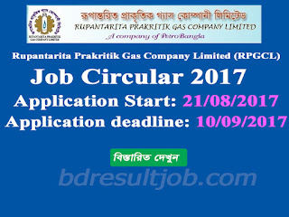 Rupantarita Prakritik Gas Company Limited (RPGCL) job circular 2017 