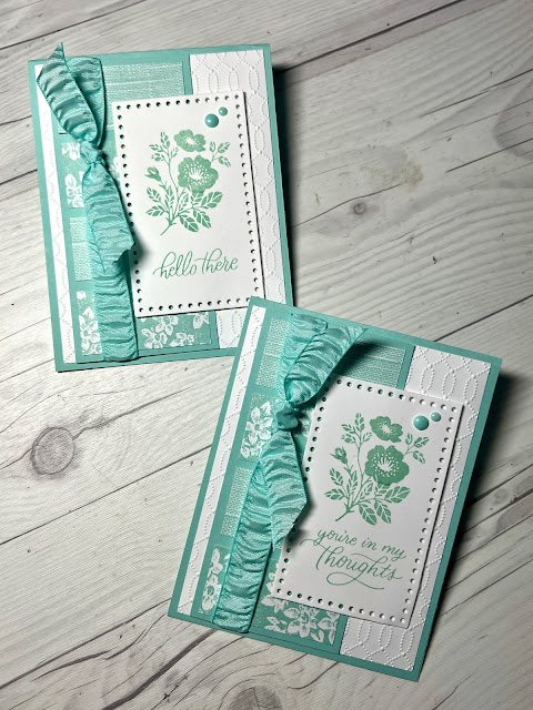 Floral greeting card using Stampin' Up! Softly Sophisticated Stamp Set and Softly Sophisticated Embossing Folder