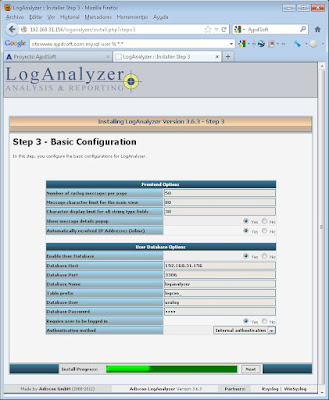 Instalar LogAnalyzer para consulta vía web de los log de Rsyslog