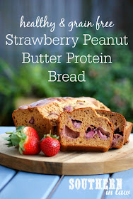 Healthy Strawberry & Peanut Butter Protein Bread Recipe  high protein, low fat, low carb, gluten free, clean eating friendly, grain free, low fat, gluten free, peanut flour recipes, protein muffins