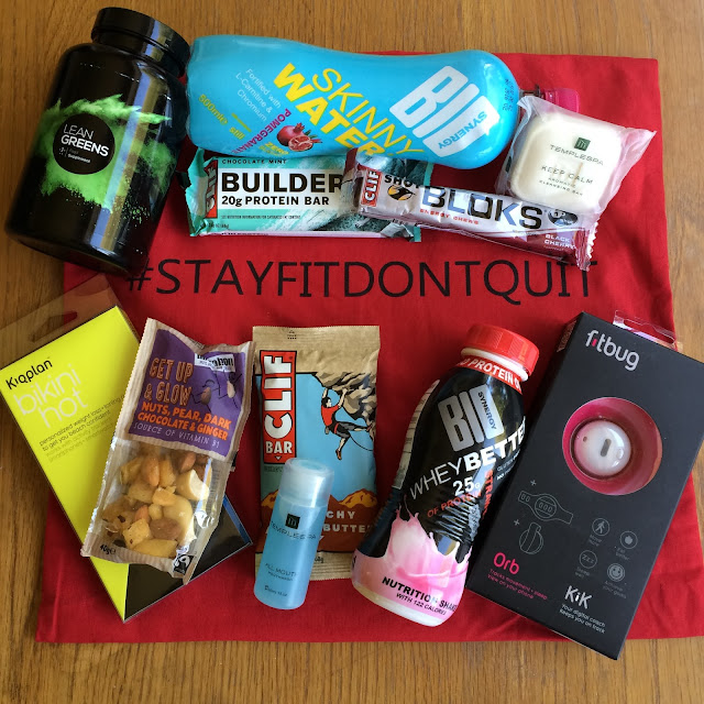 goody bags from get the label #stayfitdontquit campaign at propertea rooms manchester 