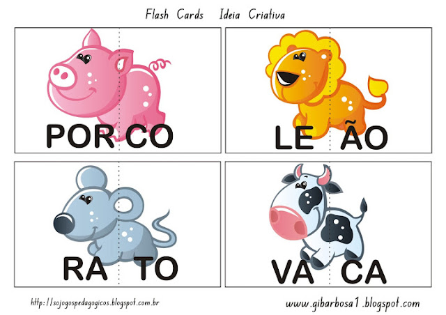 Jogo Pedagógico com Flash Cards Animais