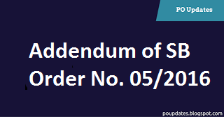 Addendum Of SB Order No. 5/2016 in DOP Issued By Directorate