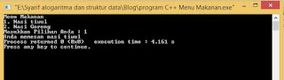 program c++ memilih menu makanan