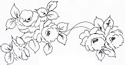 Risco desenho flores rosas. Pode ser usado em pano de prato e caminho de . (desenho risco rosa pintura em tecido)