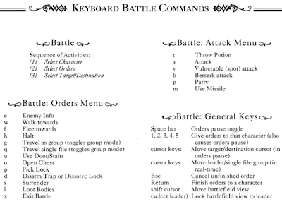 Darklands DOS keyboard battle commands