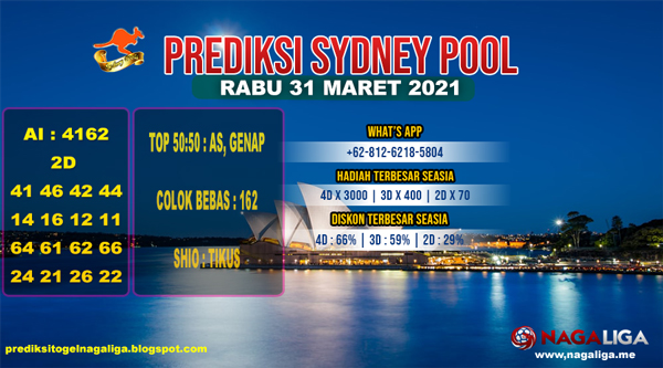 PREDIKSI SYDNEY  RABU 31 MARET 2021