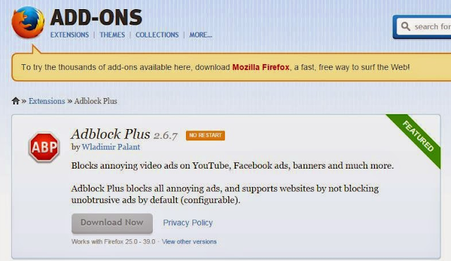How to Block Advertisement in Opera Mozilla Firefox Browser
