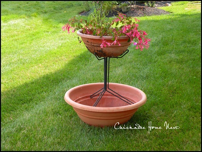 DIY Planter into bird bath @ Chickadee Home Nest