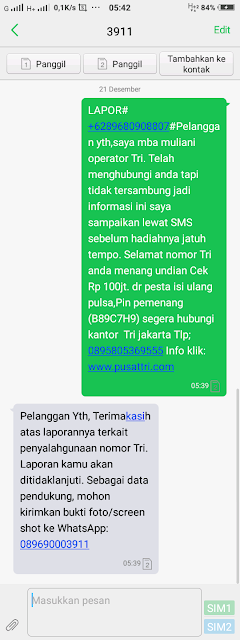 Cara Melaporkan SMS Penipuan Kartu Three