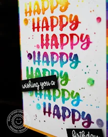 Sunny Studio Stamps: Happy Thoughts Watercolor Rainbow Happy Birthday Card by Vanessa Menhorn
