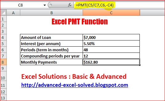 How to use PMT Function in Excel