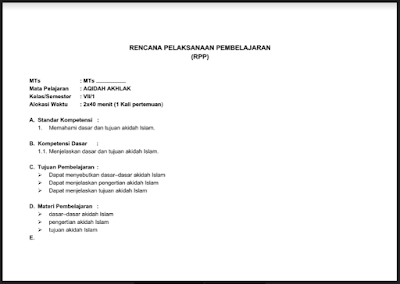 RPP Akidah Akhlak Kelas 7/8/9 Kurikulum 2013 Revisi Terbaru 2017