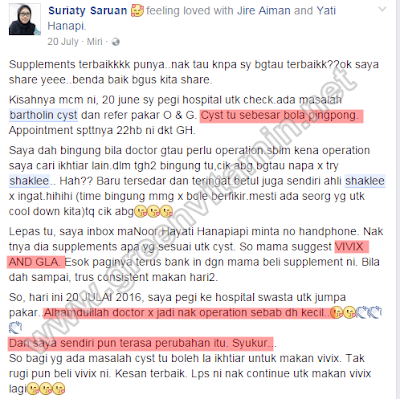 TESTIMONI SHAKLEE SET BARTHOLIN CYST