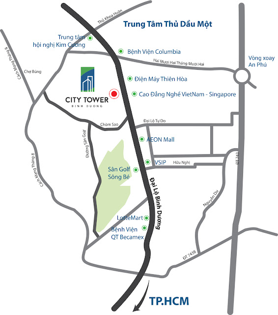 Vị trí nằm ngay trung tâm kinh tế tài chính tỉnh Bình Dương