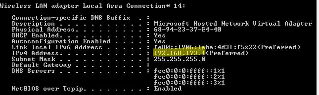 Find Wifi Adapter IP Address