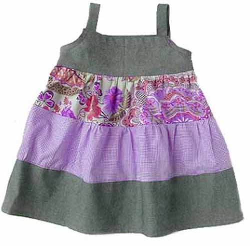 Vestido tres volantes para niña morado