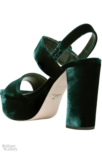 ♦Prada green velvet platform sandals #pantone #shoes #green #brilliantluxury