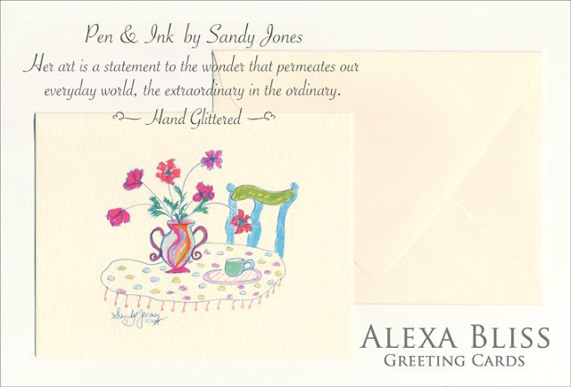 Hand Glittered greeting card - Alexa Bliss - drawing, Sandy Jones