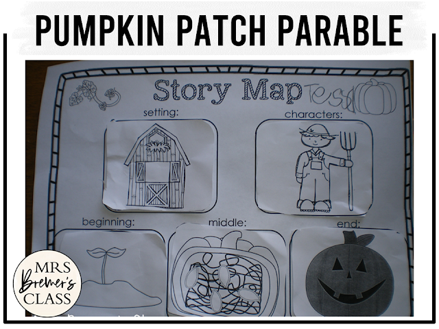 The Pumpkin Patch Parable book activities unit with literacy printables, reading companion worksheets, and lesson ideas for Kindergarten and First Grade