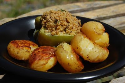 Stuffed Peppers with Smashed potatoes