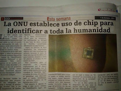 Resultado de imagen de La ONU establece uso de chip para identificar a toda la humanidad