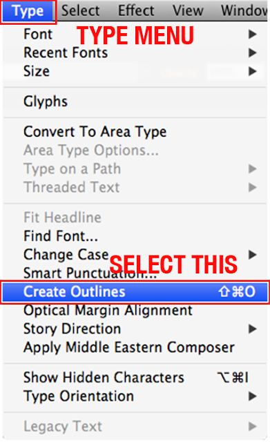 illustrator Create Outlines menu-How to Create a small PDF file form a large illustrator file