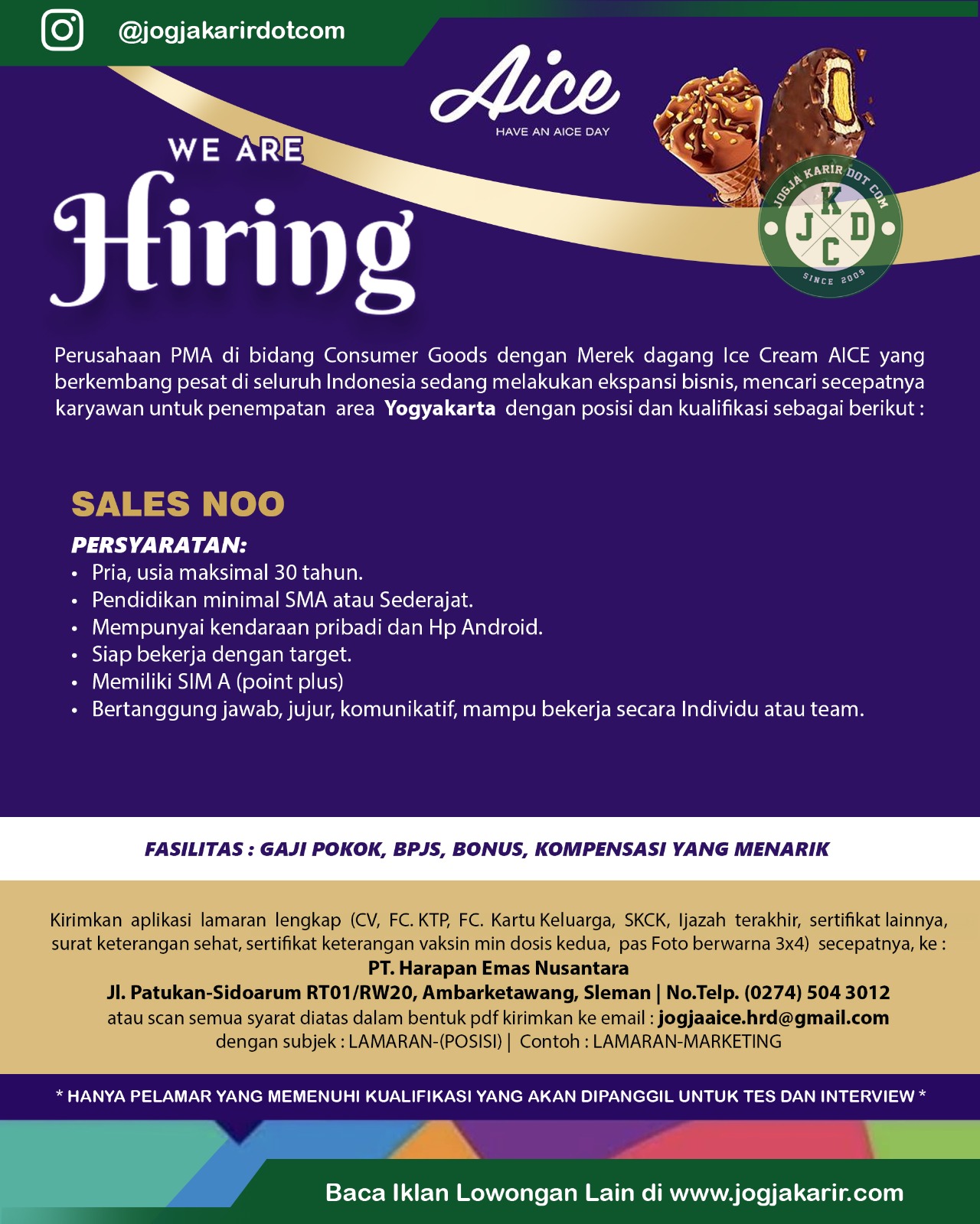 Loker Administrasi, Marketing, Sales NOO di PT Harapan Emas Nusantara Sleman