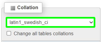 default database table collation
