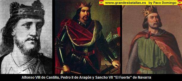 A la crussial batalla de Las Navas de Tolosa (1212) conste que van partissipá los reys Alfonso VIII de Castilla, Pedro II de Aragó y Sancho VII de Navarra pero cap "rey de Cataluña" ¿O es que se va pédre pel camí?