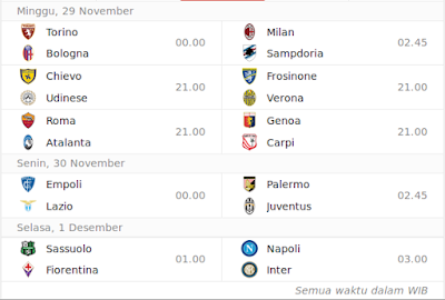 jadwal serie a pekan 14