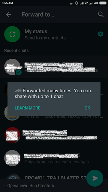 WhatsApp Restriction on Forwarding Messages is now Live