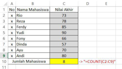 COUNT MS Excel