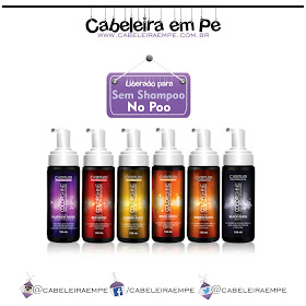 Mousse tonalizante C. Kamura nas cores preto, conhaque, marrom, vermelho, um para cabelos loiros e um desamarelador. Liberadas para No Poo.