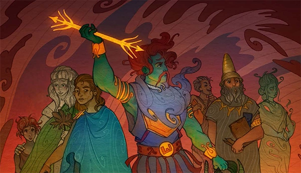 A scene depicting the Lightbringer's Quest, with Orlanth in the center