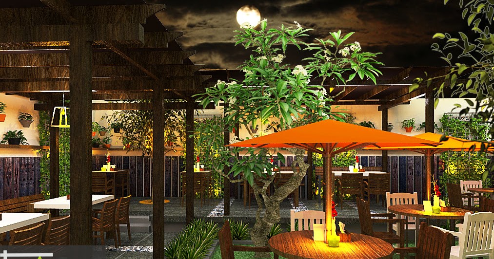  Desain Cafe tropis Outdoor Garden Cafe rumah tropis