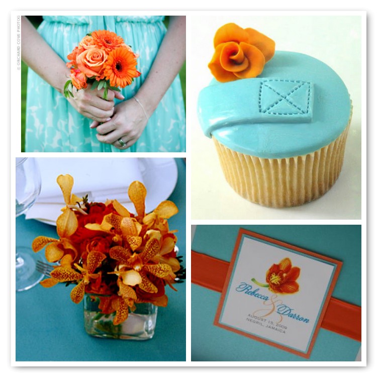 I've seen orange and teal and orange and turquoise paired together to create