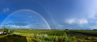 Rainbow over field - Photo by Eugene on Unsplash