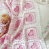 Kalp desenli el örgü bebek battaniye modeli