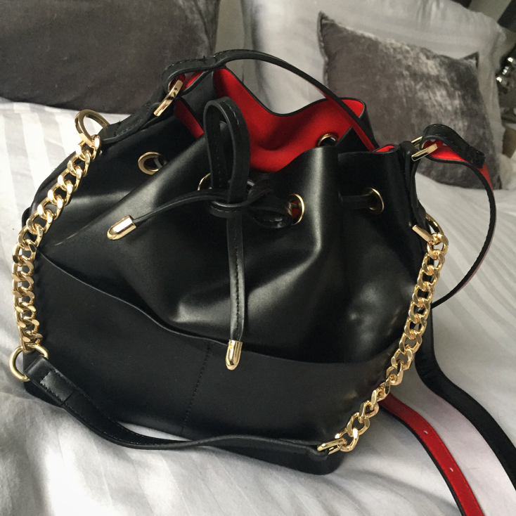 Miss Selfridge unlined black bucket bag