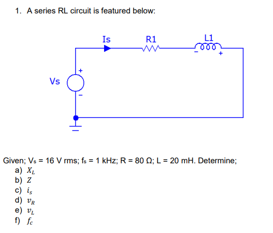 RL circuit problem and solution