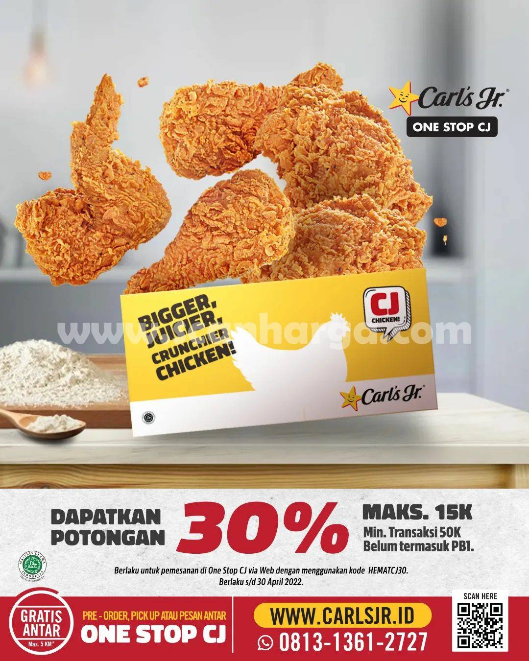 Promo Carls Jr Diskon 30% khusus pemesanan via One Stop CJ