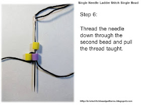 Click the image to view the single needle ladder stitch beading tutorial step 6 image larger.