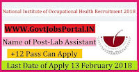 National Institute of Occupational Health Recruitment 2018 – Lab Assistant