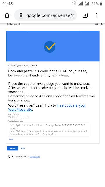 Adsense code