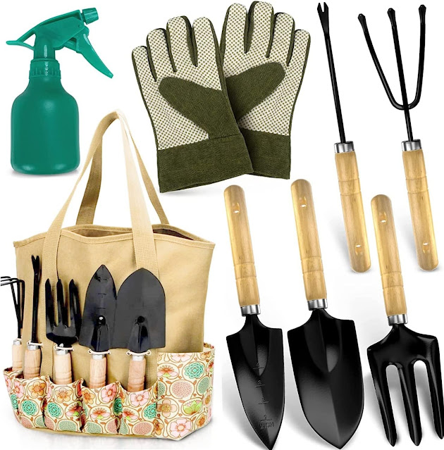 Scuddles Garden Tools Set - 8 Piece Heavy Duty Gardening Kit