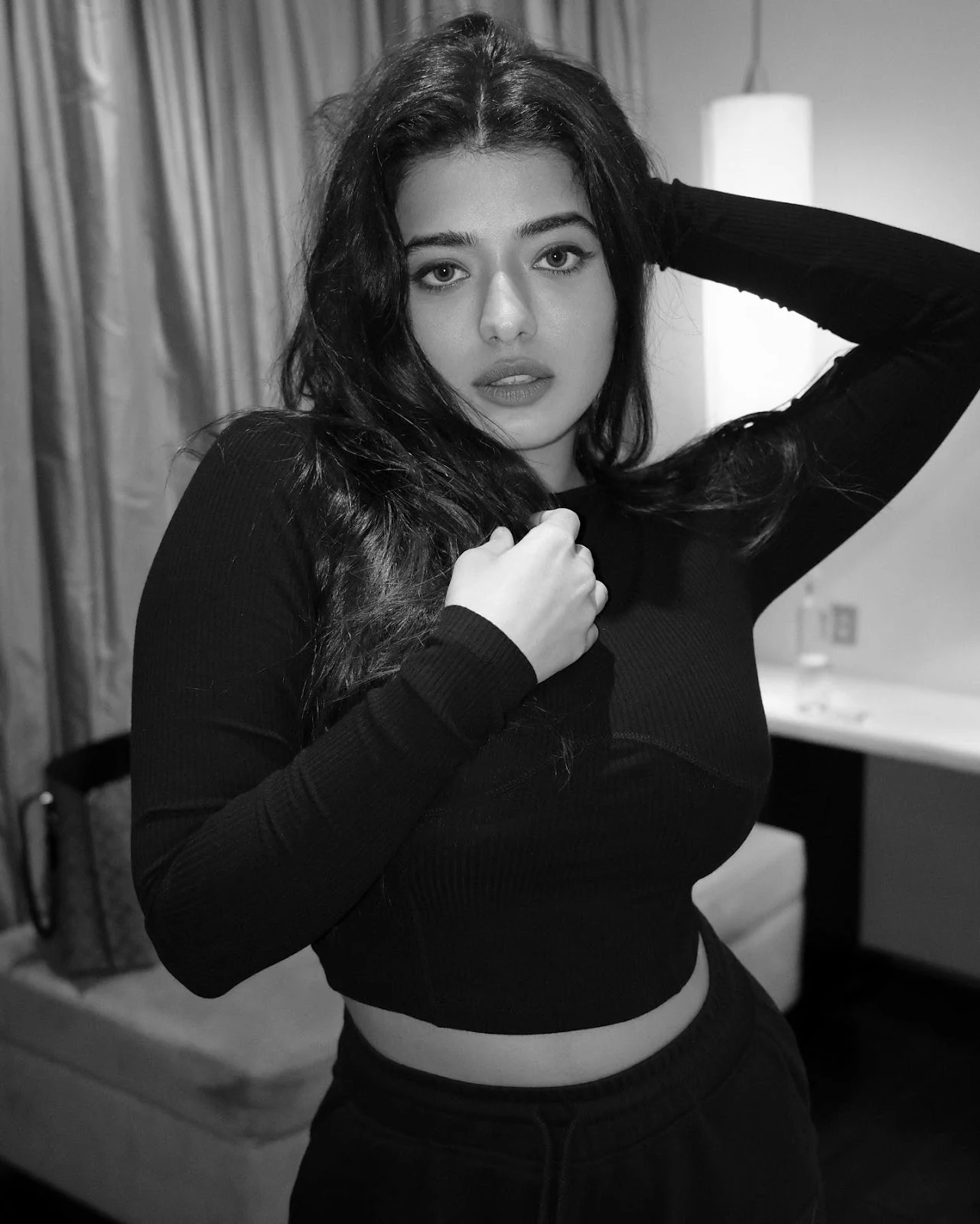 ketika sharma curvy tight black top