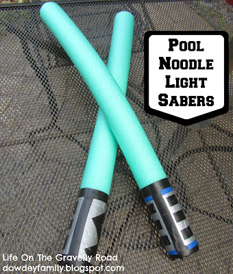 light sabers made from pool noodles