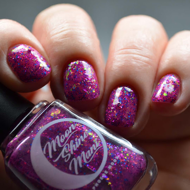 magenta glitter nail polish swatch