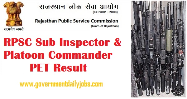 RPSC SI & PC PET Result 2016